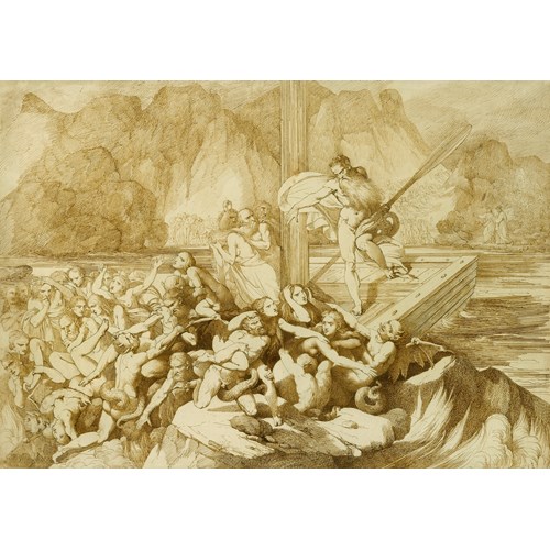 Dante and Virgil Watching Charon Ferrying Souls to Hell